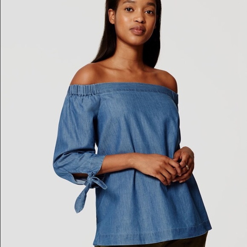 Loft Cold Shoulder Chambray Top